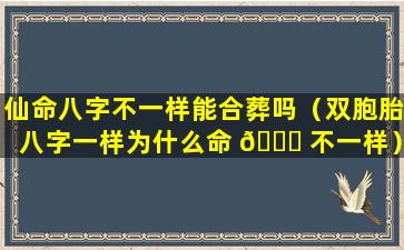 仙命八字不一样能合葬吗（双胞胎八字一样为什么命 🐈 不一样）